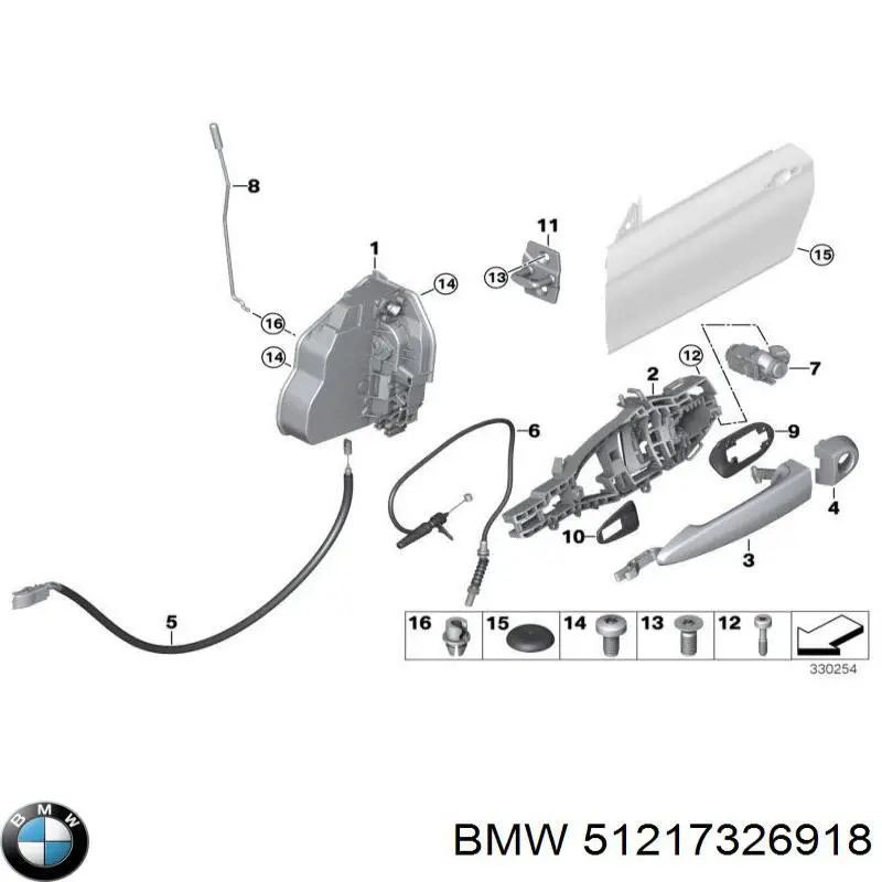 Tirador de puerta exterior trasero derecho para BMW 2 (F23)