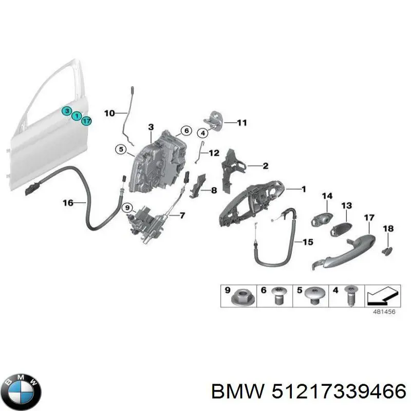 Cable de accionamiento, desbloqueo de puerta delantera derecha para BMW 5 (G31)