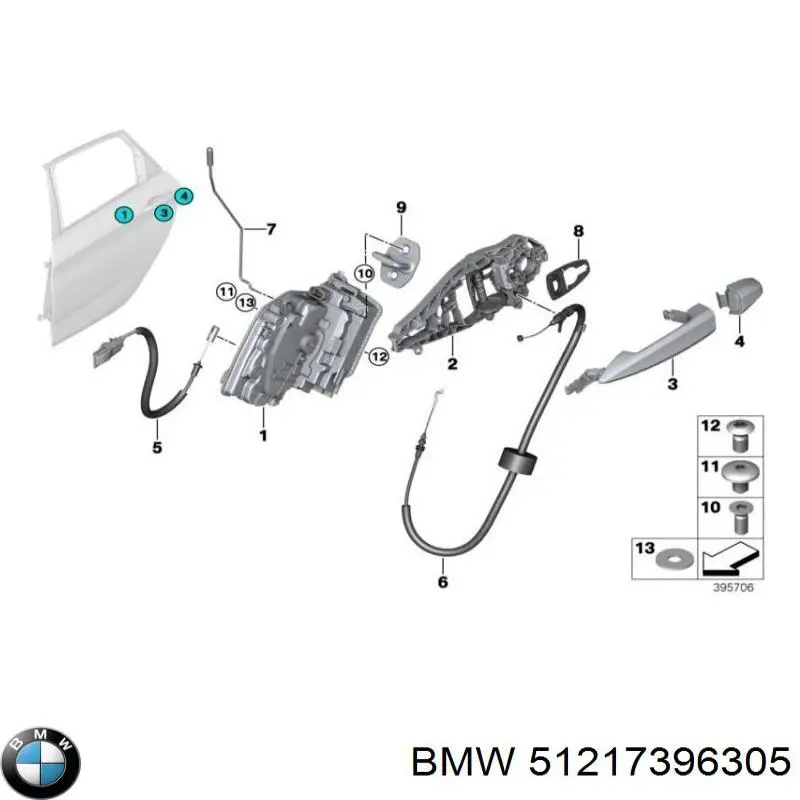 Manija exterior trasera izquierda BMW 51217396305 precio, desde 53,72 EUR
