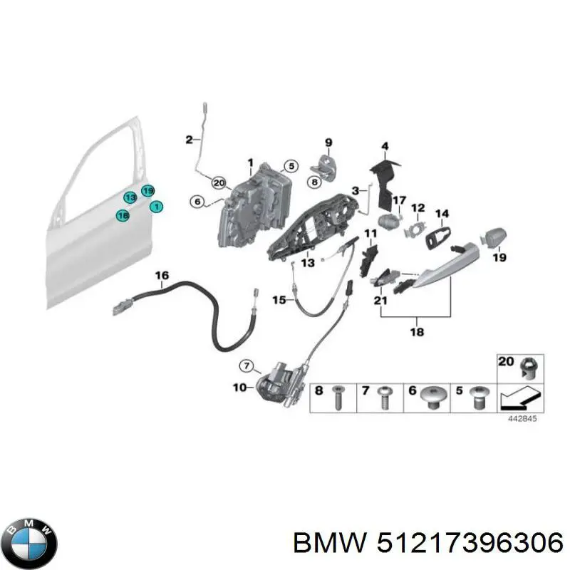 51217396306 BMW tirador de puerta exterior delantero derecha