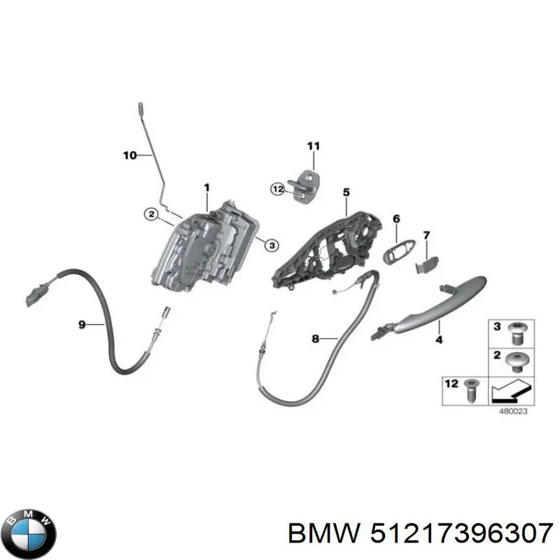 51217396307 BMW tirador de puerta exterior trasero izquierdo