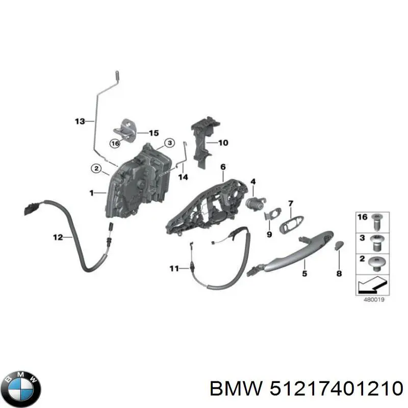 Soporte de manija exterior de puerta trasera derecha BMW 51217401210 precio, desde 46,46 EUR