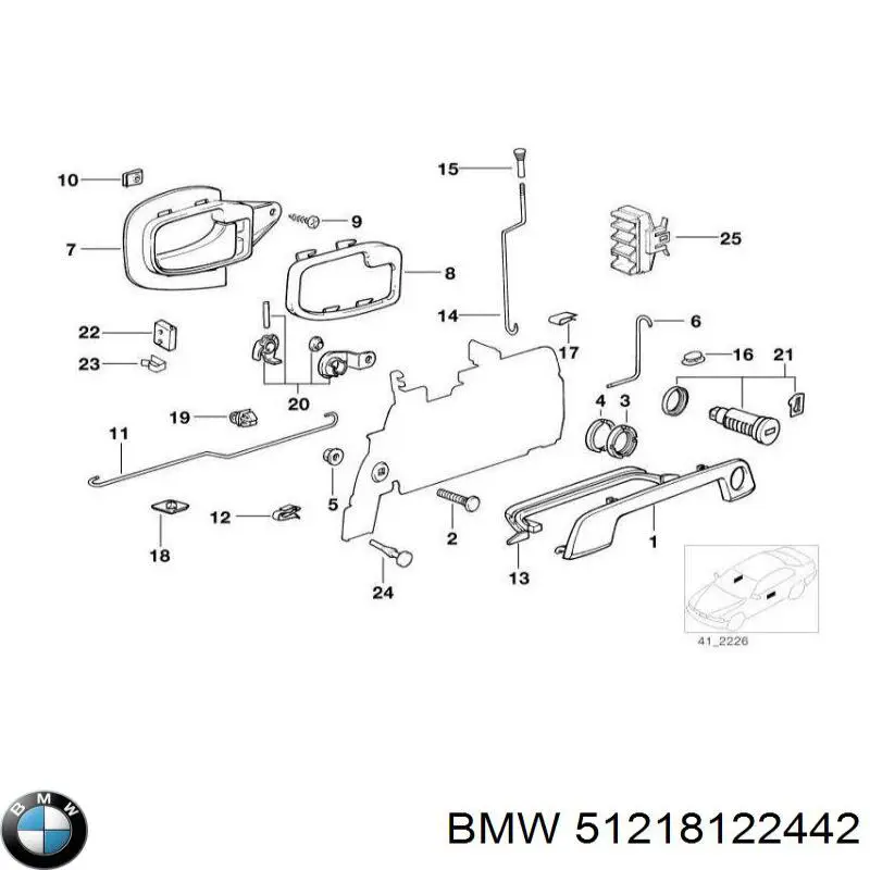Tapa, manecilla puerta, delantera derecha para BMW 3 (E36)