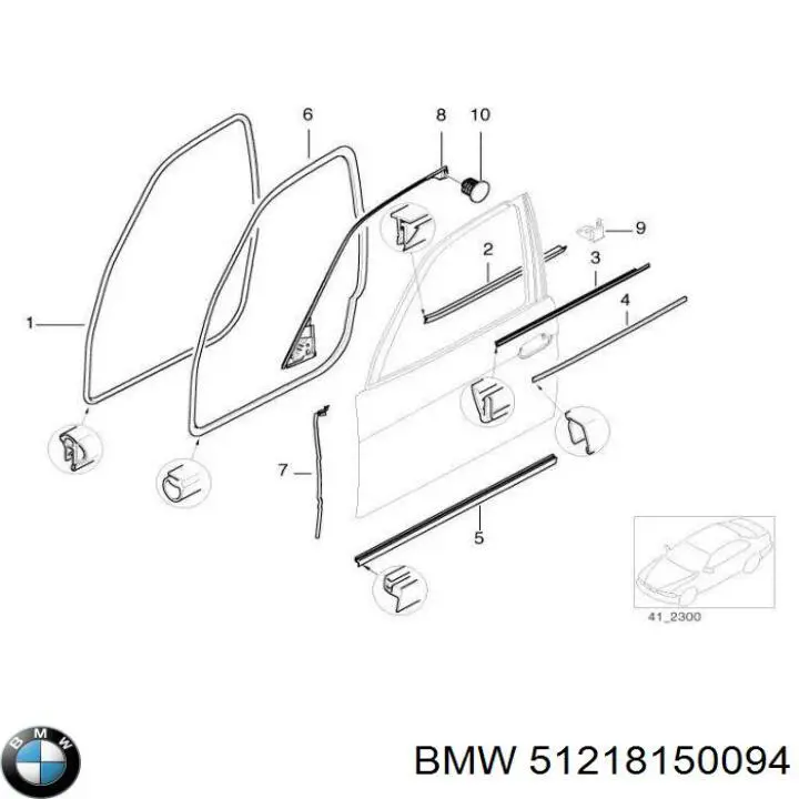 Moldura de puerta delantera derecha inferior para BMW 7 (E38)