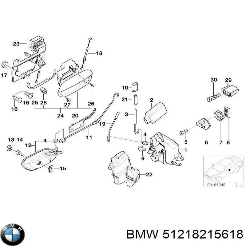 Cable de apertura de cerradura de puerta delantera derecha BMW 51218215618 precio, desde 53,07 EUR