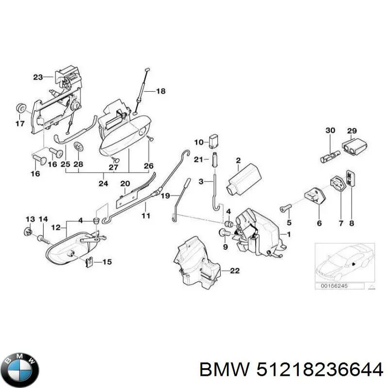 51218236644 BMW Soporte de manija exterior de puerta delantera derecha