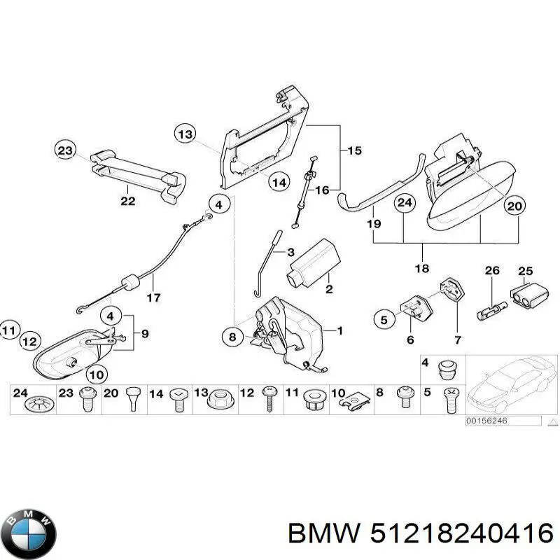 51218240416 BMW tirador de puerta exterior delantero derecha