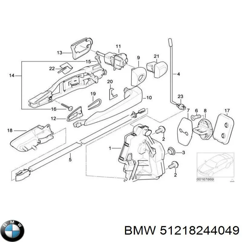Cilindro de cierre de puerta delantera izquierda para BMW 3 (E46)