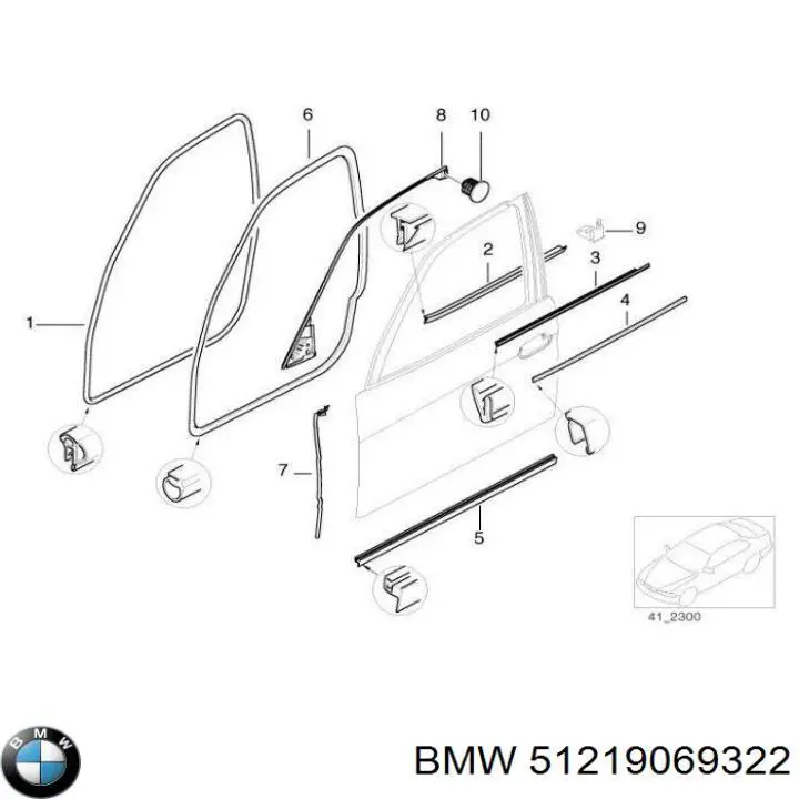 Junta de puerta delantera (en puerta) para BMW 5 (E39)