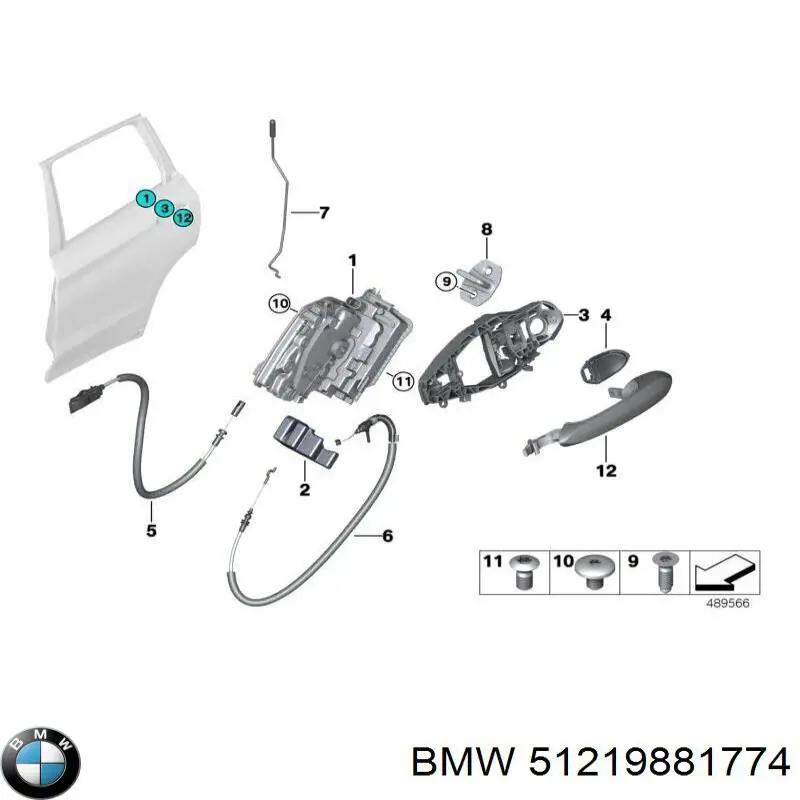 Comprar 51219881774 BMW Soporte de manija exterior de puerta delantera derecha