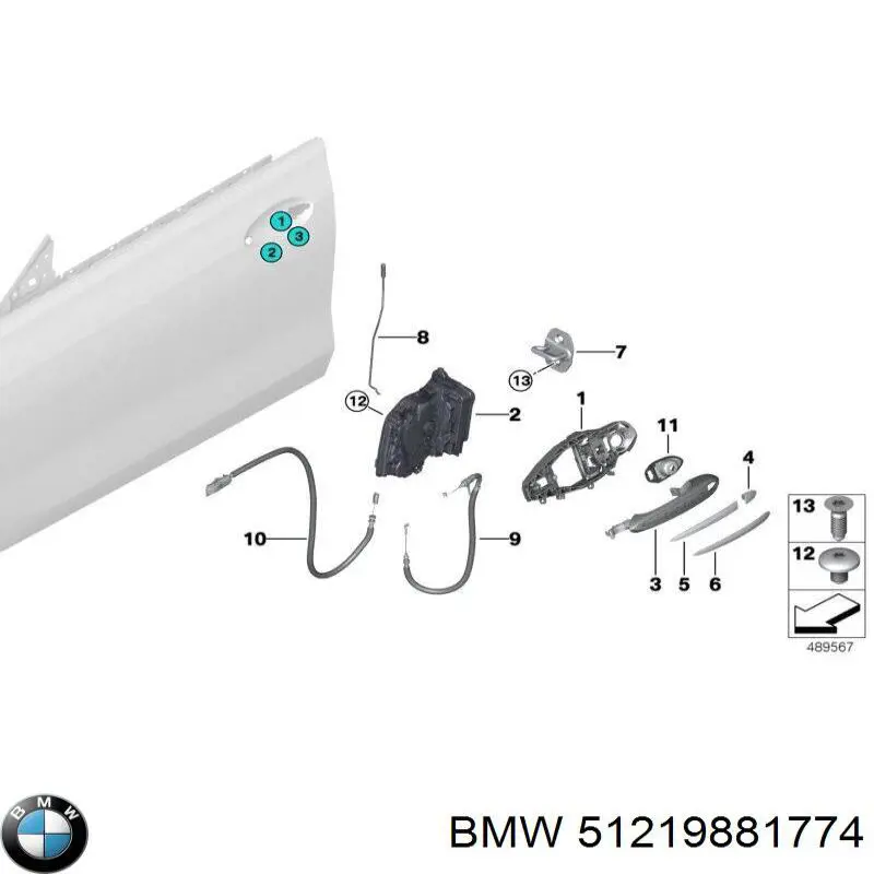 Soporte de manija exterior de puerta delantera derecha BMW 51219881774 precio, desde 68,24 EUR