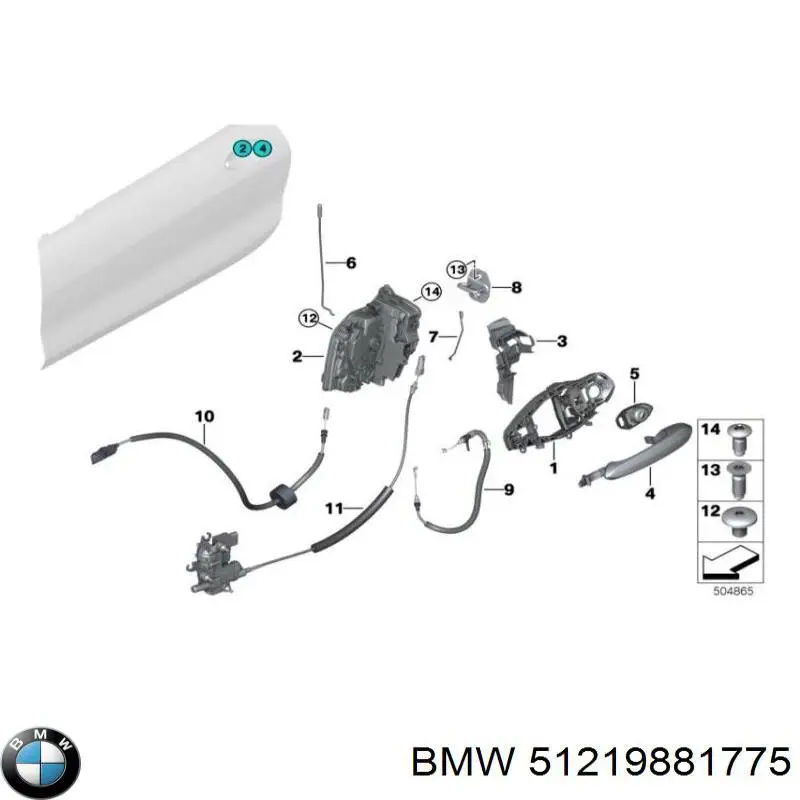 Comprar 51219881775 BMW Soporte de manija exterior de puerta delantera izquierda
