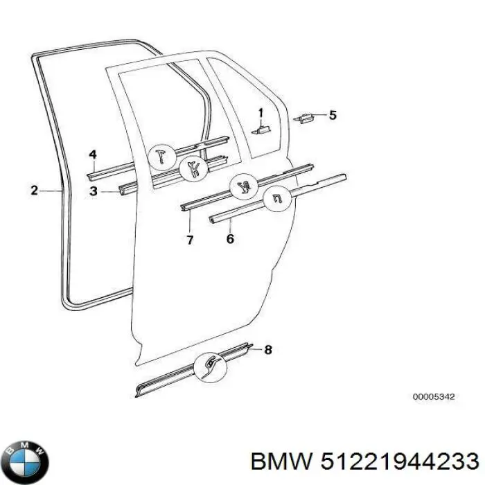 Moldura De Cristal De La Ventana De La Puerta Trasera Izquierda para BMW 5 (E34)