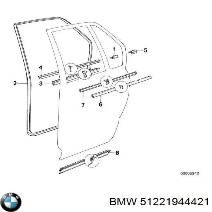 51221944421 BMW Sellado de puerta trasera izquierda (en puerta)