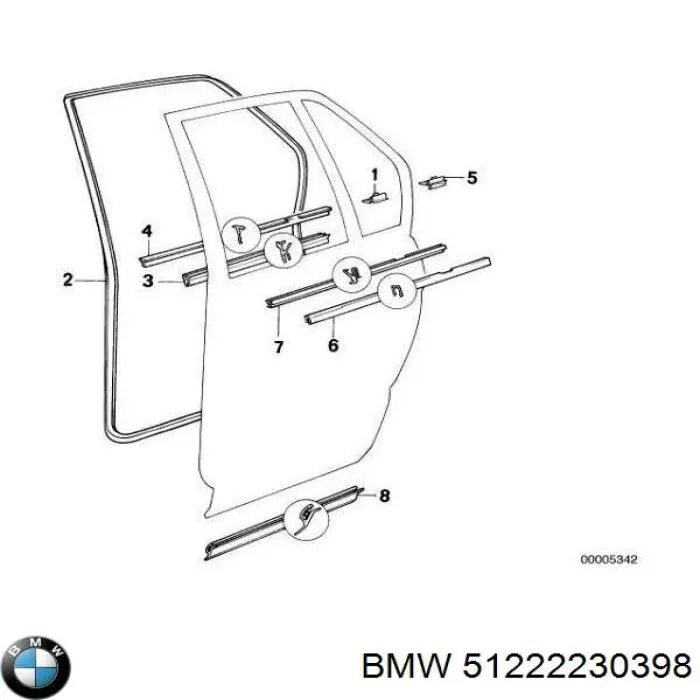 51222230398 BMW junta de puerta trasera (en puerta)