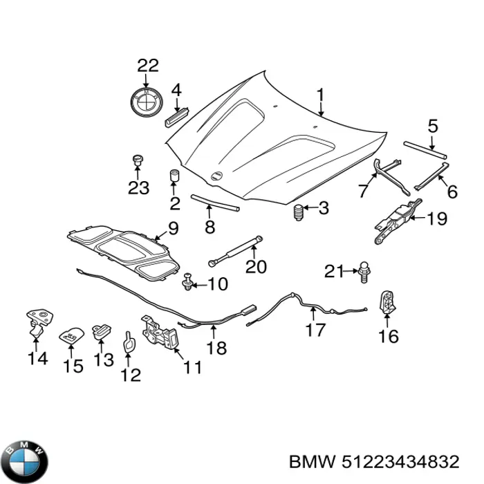 Cable de apertura del capó trasero BMW 51223434832 precio, desde 15,14 EUR