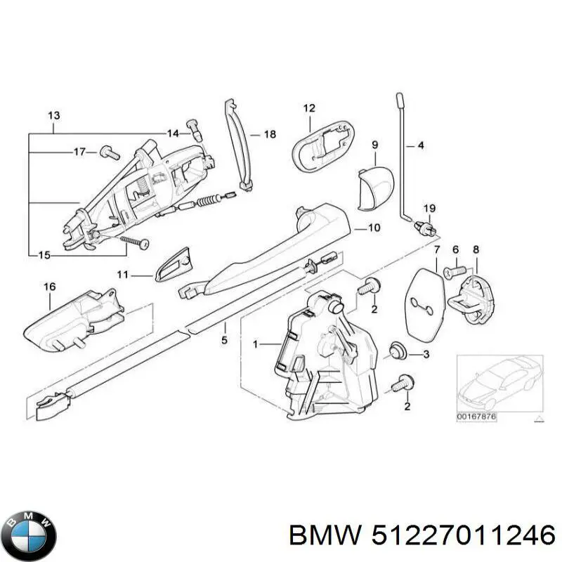 Cierre de la puerta trasera derecha para BMW 3 (E46)