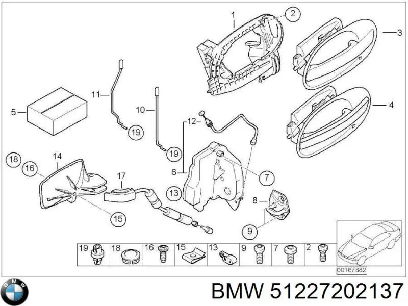 51227202137 BMW cerradura de puerta trasera izquierda