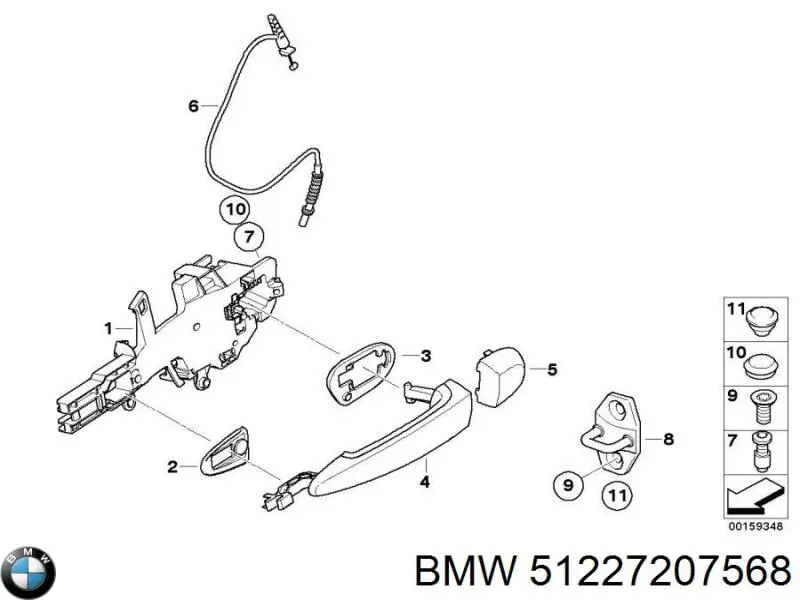 51227207568 BMW tirador de puerta exterior trasero derecho