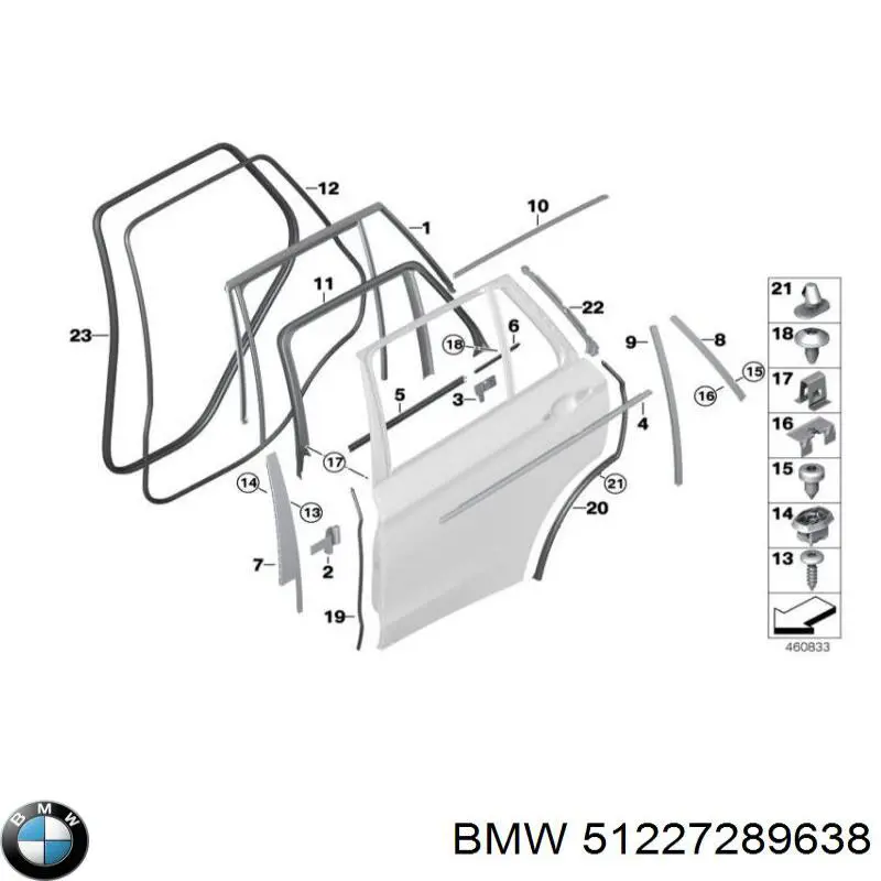 51227289638 BMW junta de puerta trasera (en puerta)