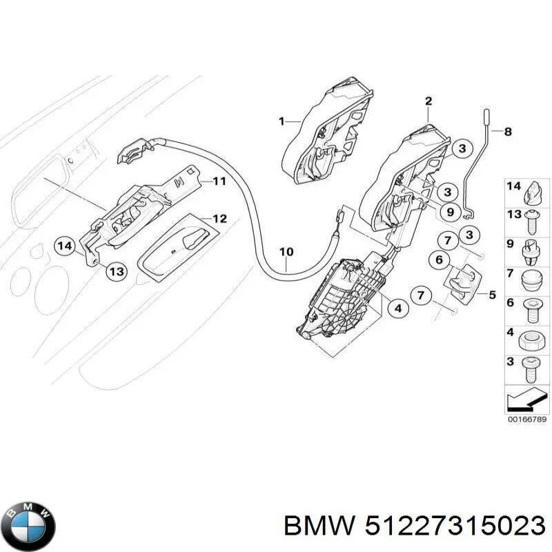 Cerradura de puerta trasera izquierda BMW 51227315023