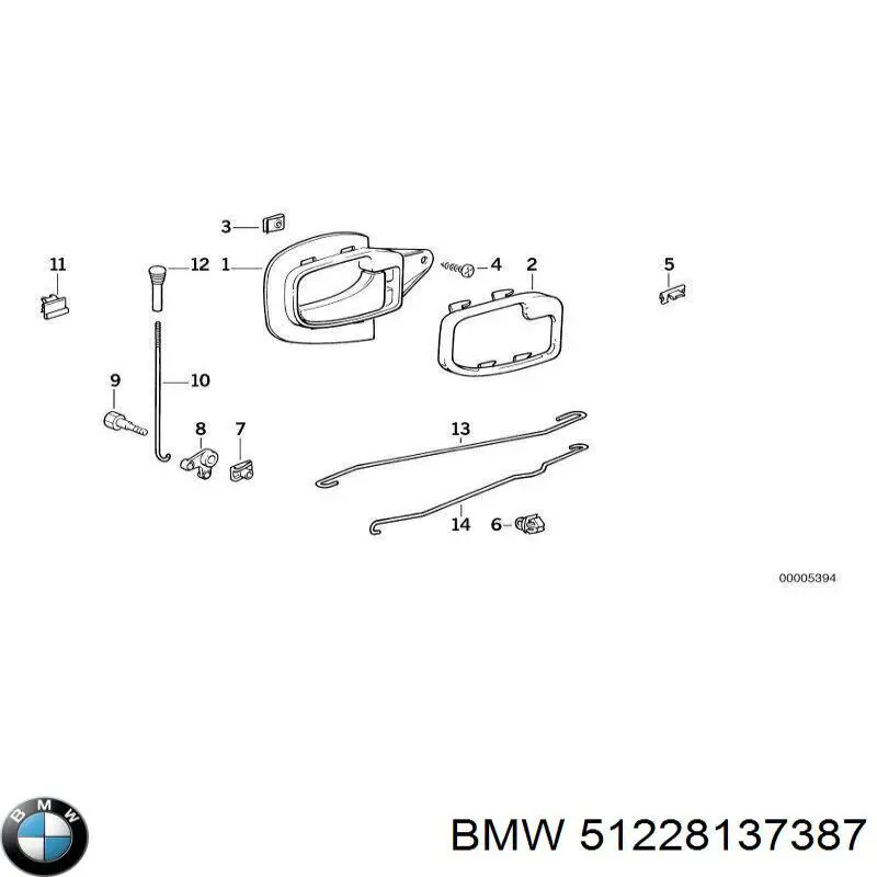 51228137387 BMW manecilla de puerta, equipamiento habitáculo, trasera izquierda