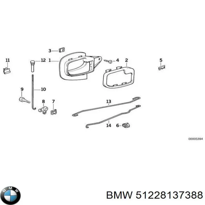 51228137388 BMW tirador de puerta exterior derecho delantero/trasero
