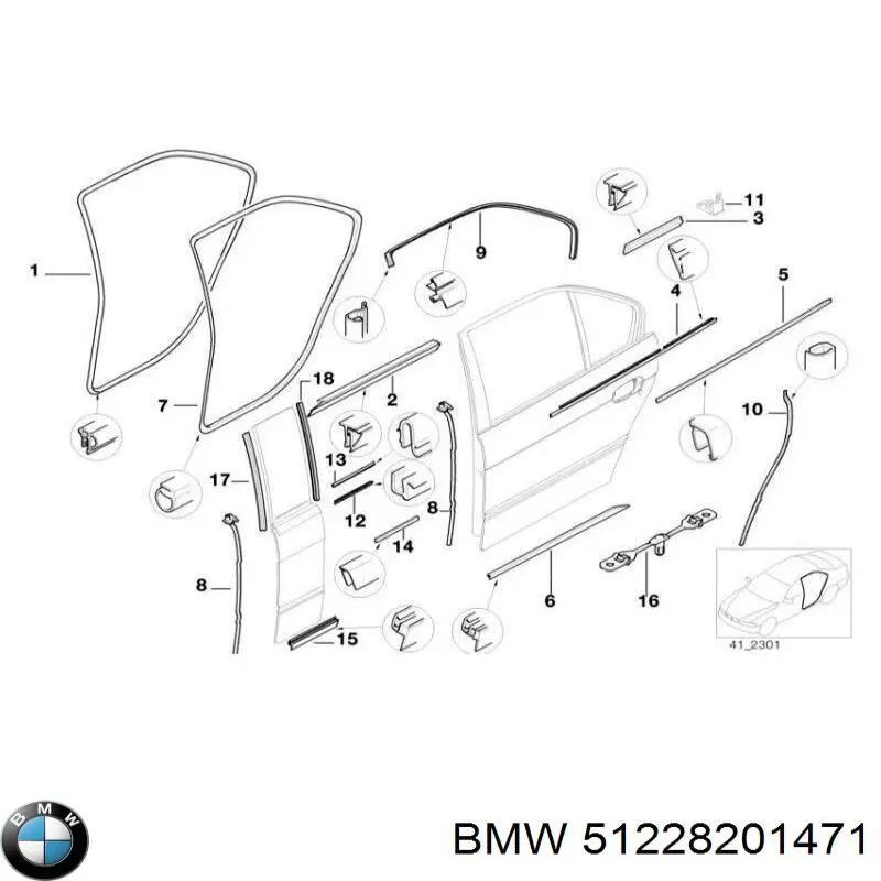 Moldura De Cristal De La Ventana De La Puerta Trasera Izquierda para BMW 7 (E38)