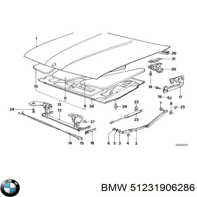 51231906286 BMW muelle neumático, capó de motor