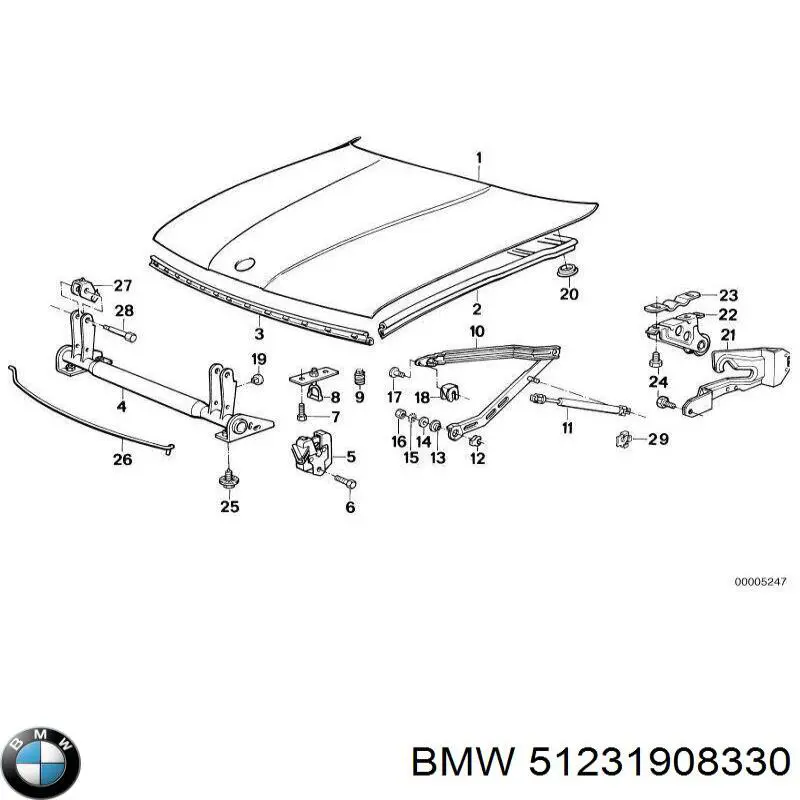 Cerradura de capó BMW 5 sedán (E34) (1987 - 1995) precio, desde 63,51 EUR