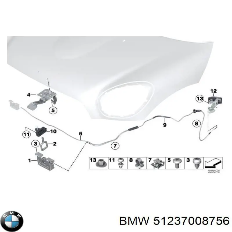 Gancho soporte del capó BMW 51234356264 precio, desde 9,60 EUR