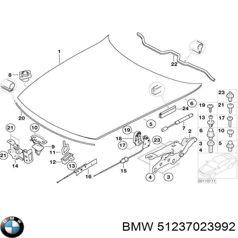 Comprar 51237023992 BMW Soporte de la manija de apertura del capó