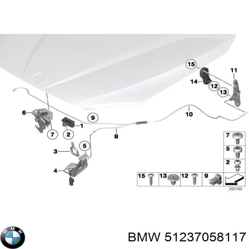 Asa, desbloqueo capó para BMW 3 (E90)