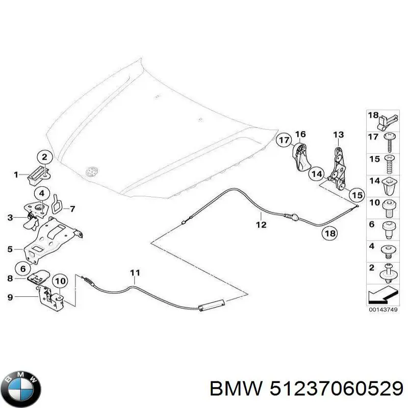 Tirador del cable del capó trasero para BMW 1 (E81, E87)