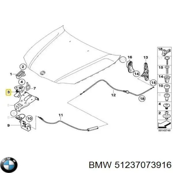 Comprar 51237073916 BMW Palanquilla de apertura del capó