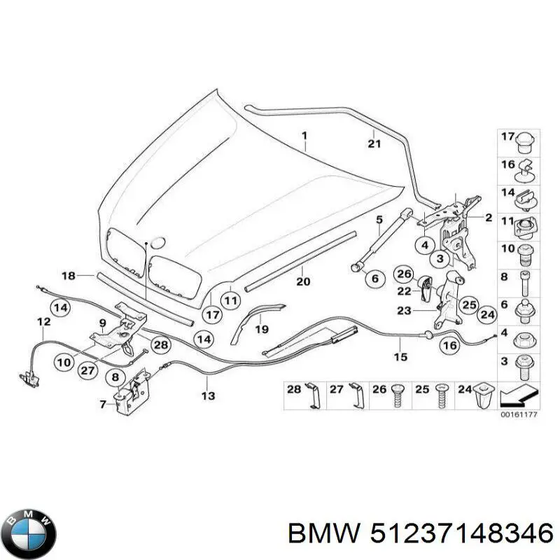 Amortiguador de capó 51237148346 BMW
