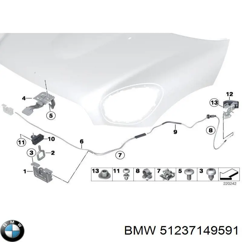 51237149591 BMW asa, desbloqueo capó