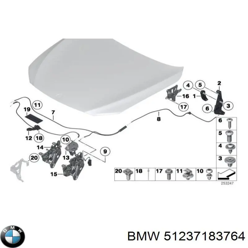 Comprar 51237183764 BMW Cerradura del capó derecha
