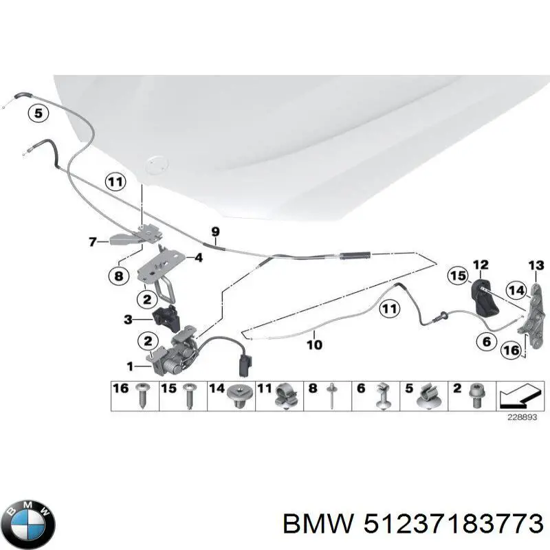 Cable de apertura del capó delantero BMW 51237183773 precio, desde 26,51 EUR