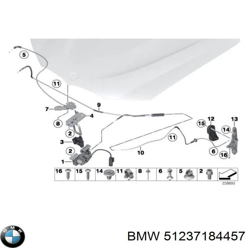 Comprar 51237184457 BMW Cable de apertura del capó delantero