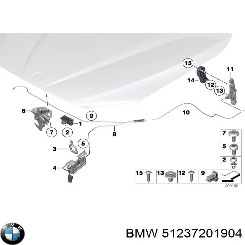 Comprar 51237201904 BMW Cable de apertura del capó trasero