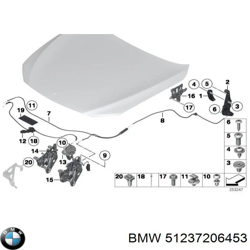 Cerradura del capó izquierda BMW 51237206453 precio, desde 73,05 EUR