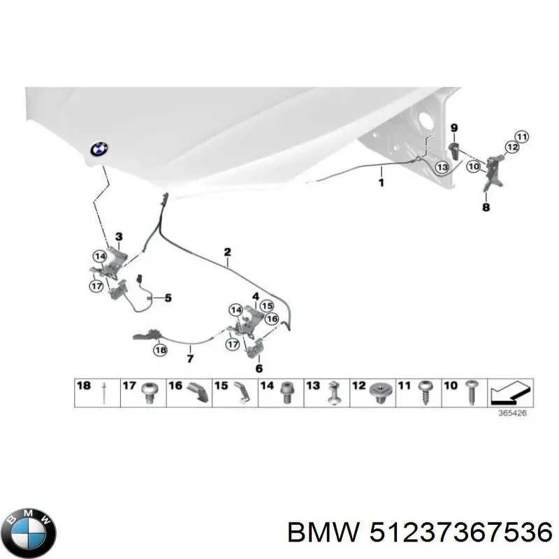 Cable de apertura del capó delantero BMW 51237367536 precio, desde 37,60 EUR