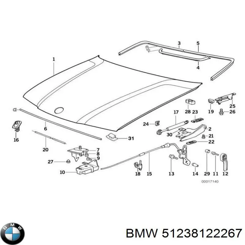 Cerradura de capó BMW 51238122267 precio, desde 33,75 EUR