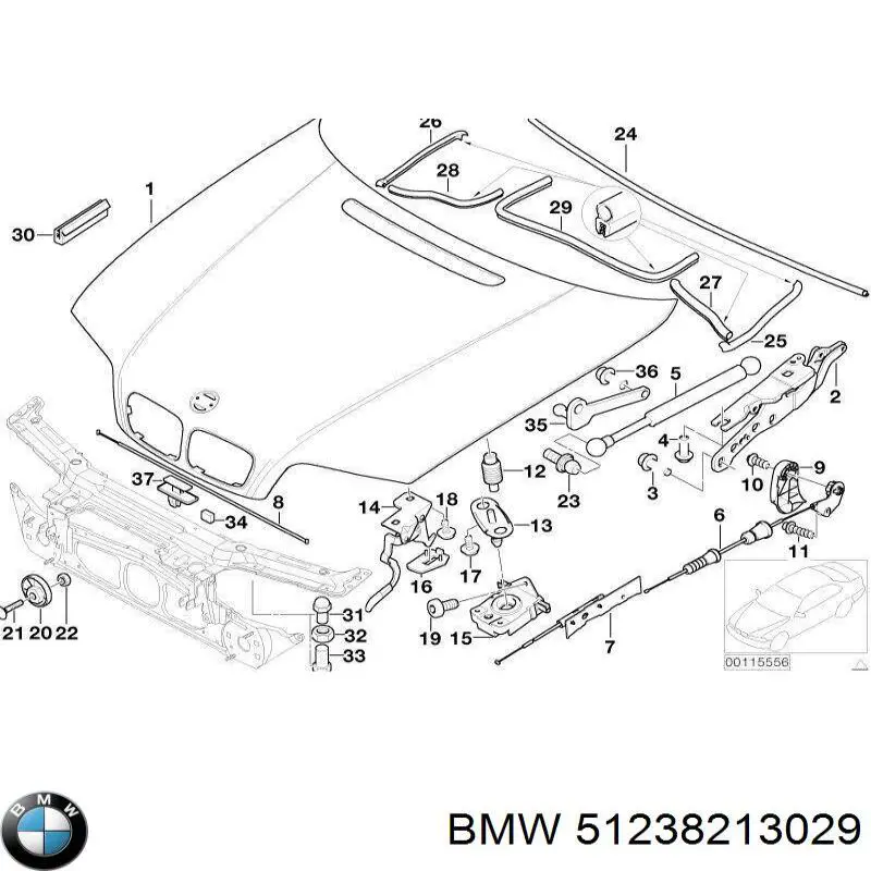 Palanquilla de apertura del capó 51238213029 BMW