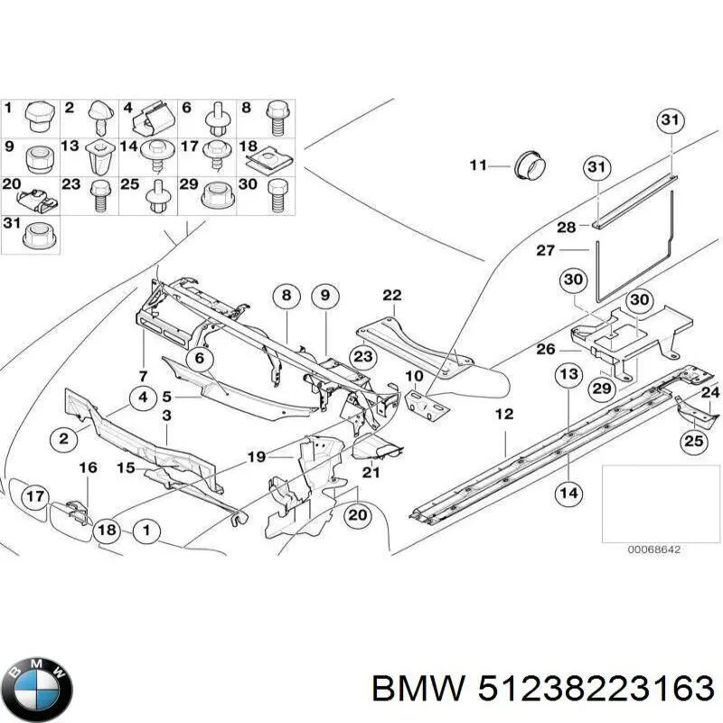 Palanca de apertura del capó 51238223163 BMW