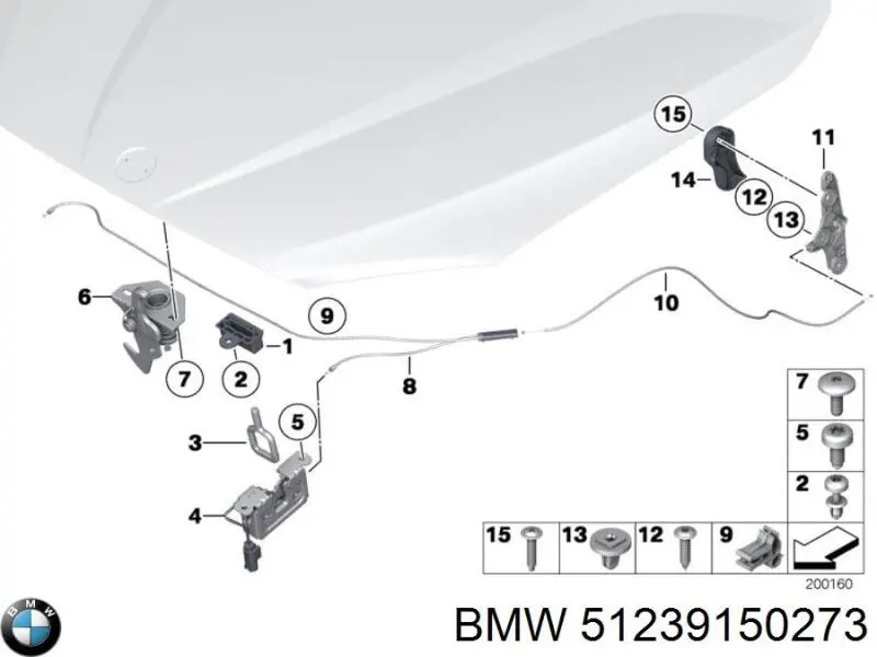 Comprar 51239150273 BMW Soporte de la manija de apertura del capó