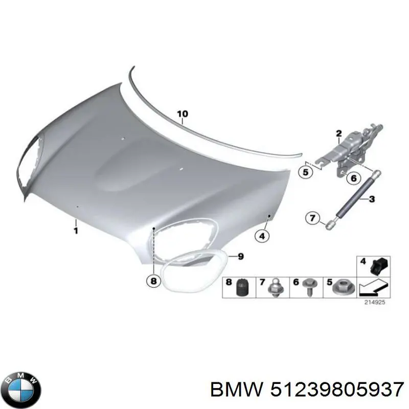 51239805937 BMW Bisagra de capot izquierda
