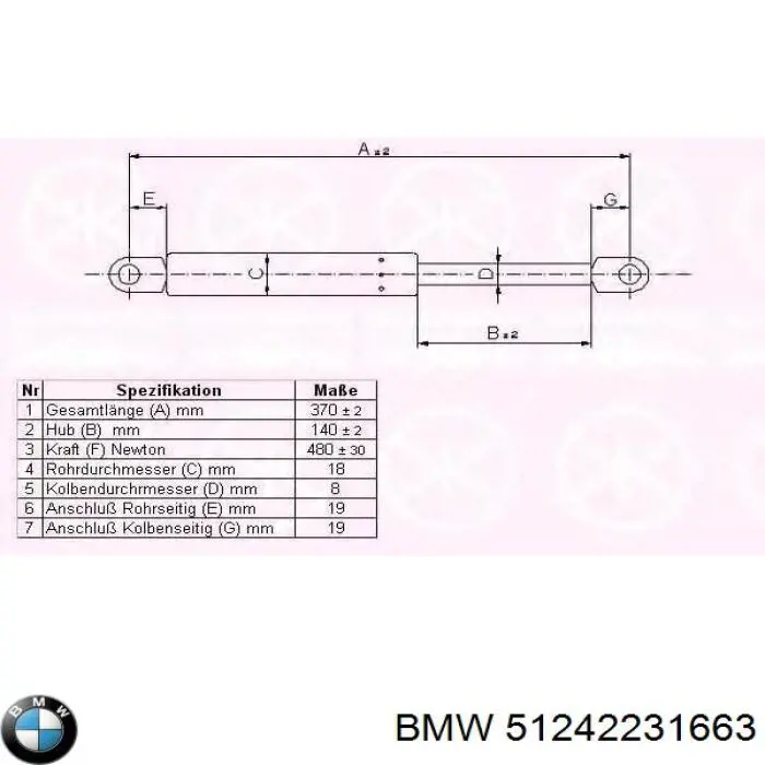 Comprar 51242231663 BMW Amortiguador de puerta trasera