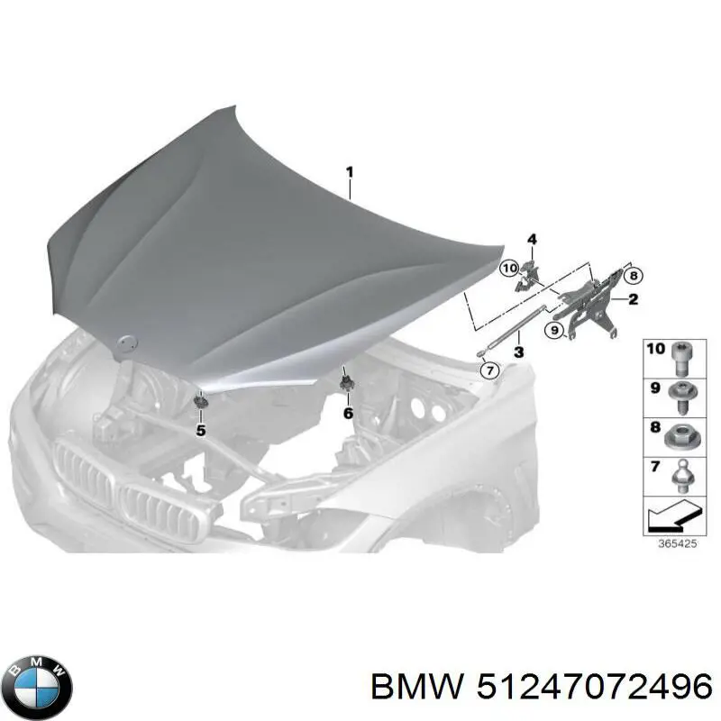 Comprar 51247072496 BMW Tope de la tapa del maletero
